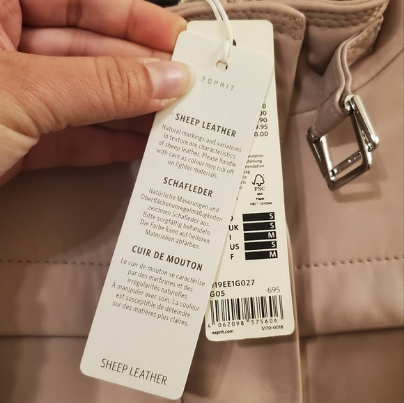 Esprit Light Pink/Blush Leather Jacket Size S NWT - Picture 3 of 3